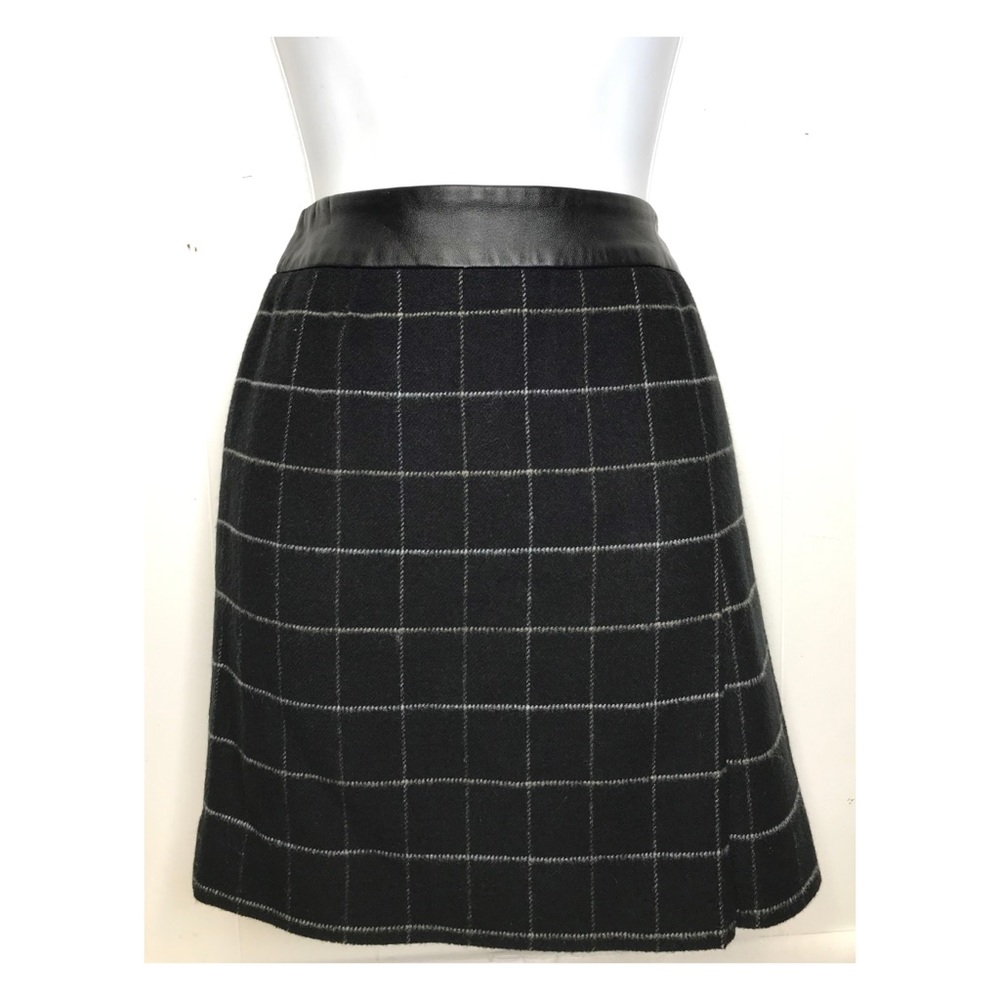 I.N.C. | Wool Blend Hi-Rise Plaid Skirt Faux Slit •